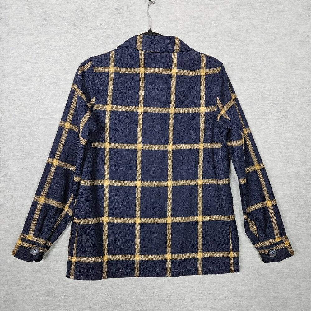 Pendleton Women's Navy Gold Windowpane Unlined light weigh Shirt Jacket Sz S - Picture 2 of 8